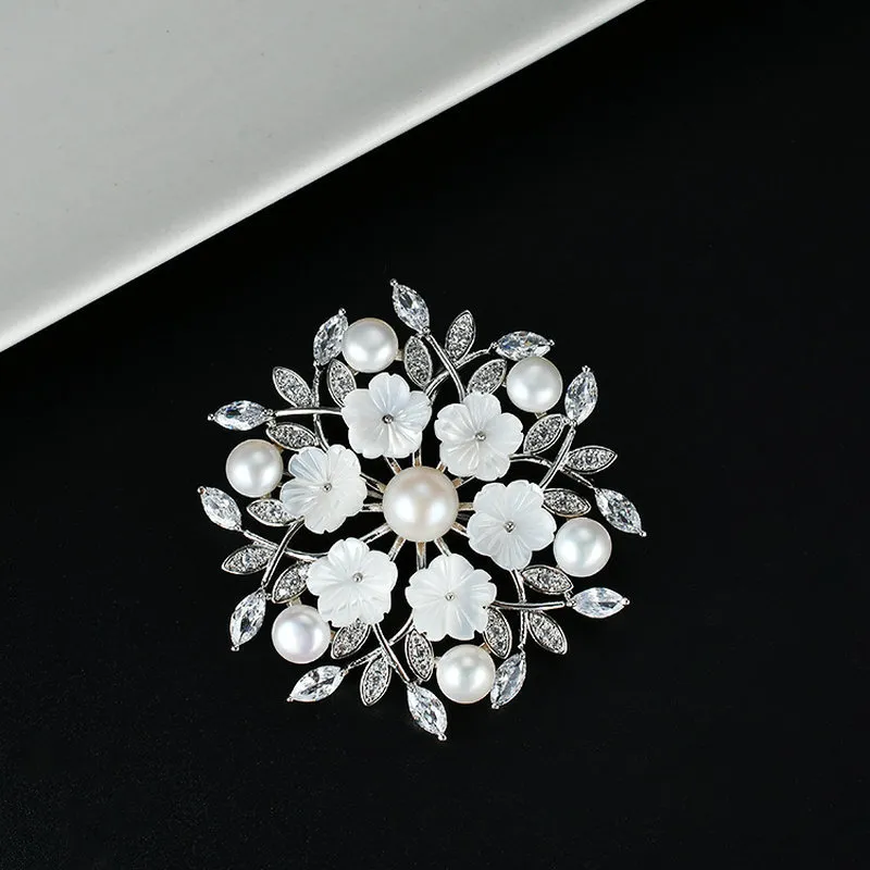 Sinzry Factory Prijs Luxe Koreaanse Sieraden Fancy Decoratieve Natuurlijke Shell Fresh Water Pearl Flower Pak Broches Sieraden Gift