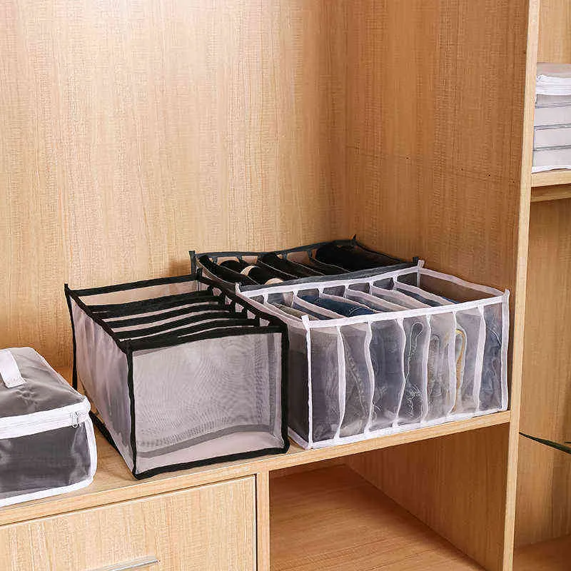 Large Clothing Storage Box A Foldable 7-Compartment Large-Capacity Jeans T-Shirt For Storing And T-Shirts 211102