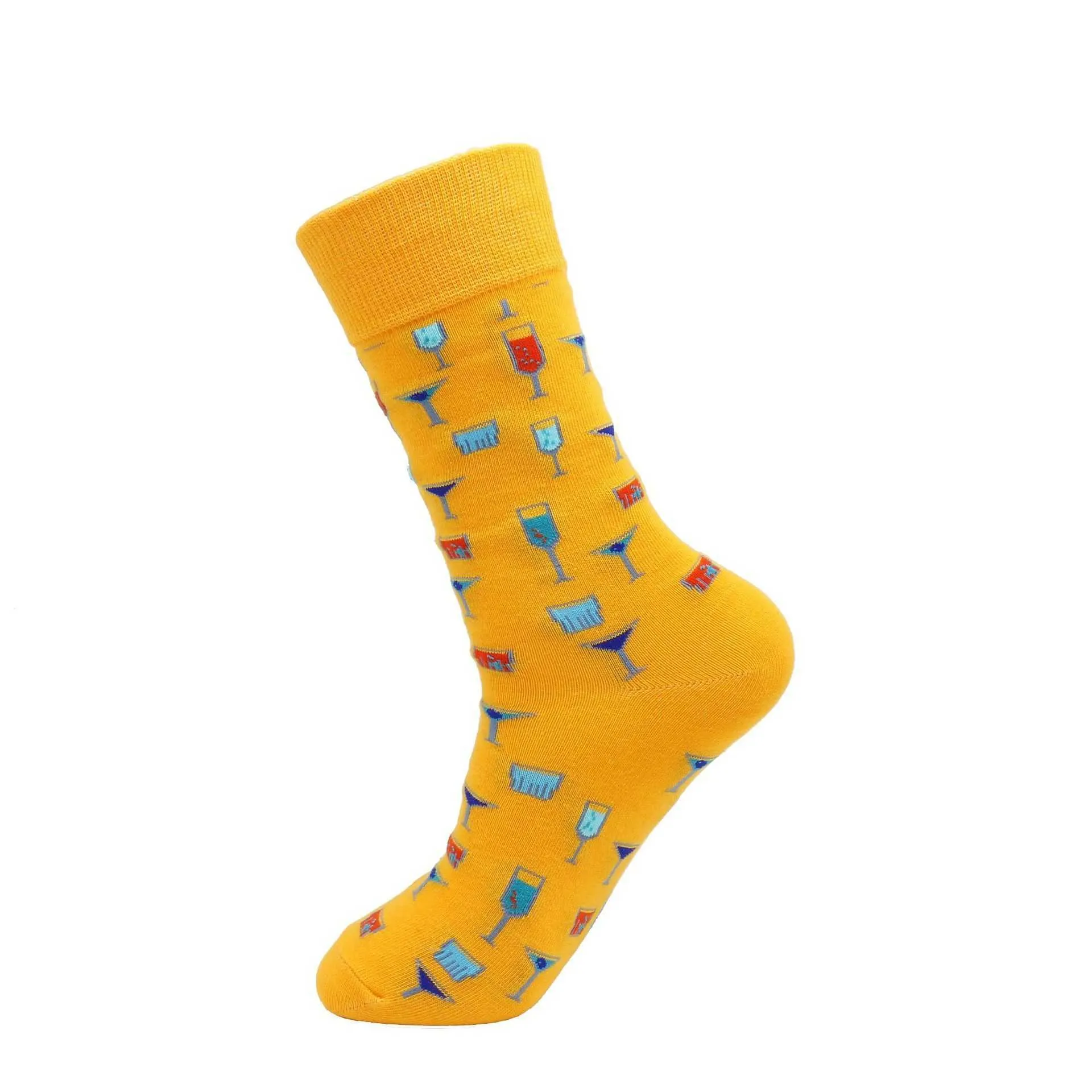 Peonfly High Quality Bomull Flygplan Shark Öl Banan Tiger Dinosaur Pizza Dog Pattern Hip Hop Fun Happy Men Socks X0710