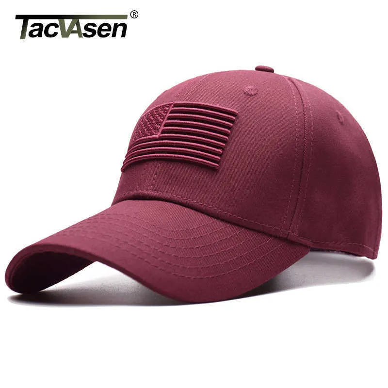 TACVASEN Tactische Baseball Cap Mannen Zomer USA Vlag Zonwering Verstelbare Cap Mannelijke Mode Airsoft Casual Golf Baseball Hoed 210240Q