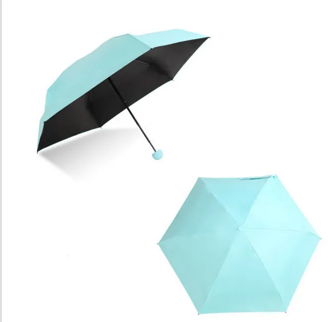 Мини-солнцезащитный крем дождющую капсула 5 складной против УФ-ветрозащитный маленький карманный зонтик компактный чехол для перемещения дождя 210320
