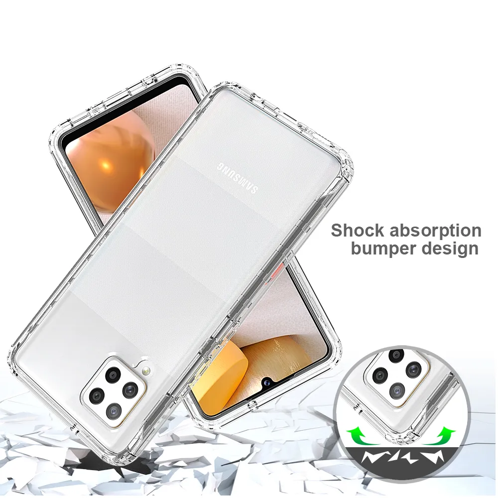 2 in 1 Rugged Armor Shockproof Case voor Samsung Galaxy A42 5G Antislip Zachte TPU Bumper Harde PC Transparante Acryl Back Cover