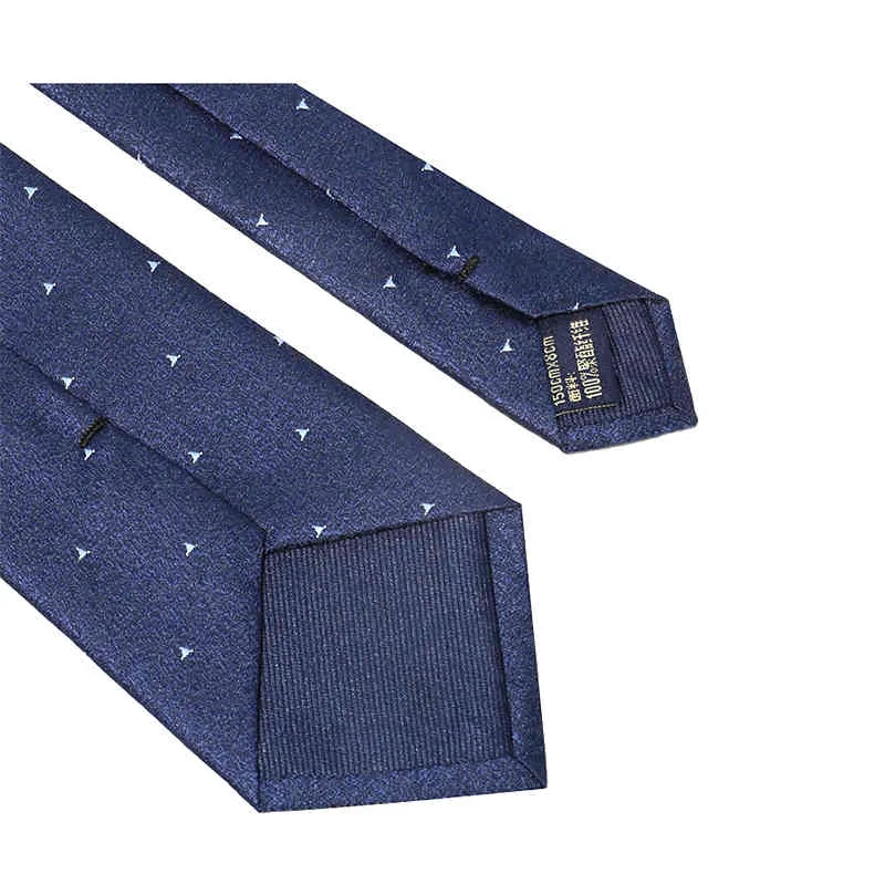 Corbata Jacquard azul marino para hombre, diseñador de marca, 8CM, boda, negocios, vestido de lujo, traje, corbata masculina de poliéster de seda con caja de regalo