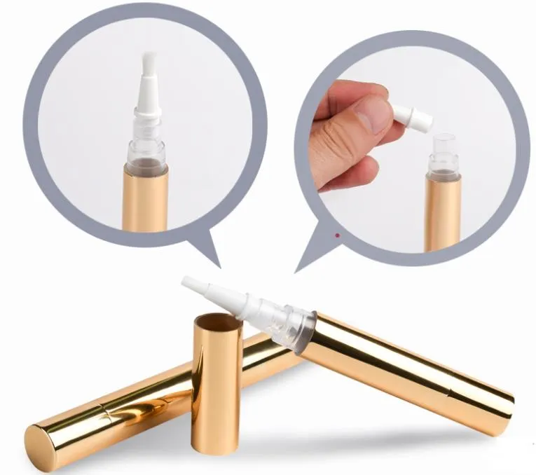 5ml Gold Cuticle Oil Pen Twist Empty Nail Care Lip Gloss Containers Tube 2ml 4ml 5ml Gold Cuticle Oil Pen with Brush SN