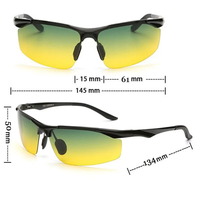 O occhiali da sole di guida polarizzati gli occhiali da guidatore in alluminio da giorno in alluminio le lenti gialle in lega semi-rimarta 2206271U