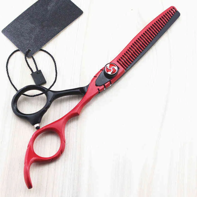 professionale Giappone 440c 6 '' rosso forbici tagliare i capelli taglio di capelli diradamento barbiere makas taglio cesoie capelli parrucchiere 220125
