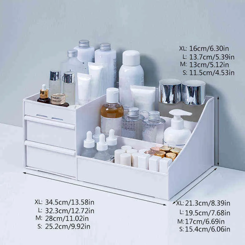 Multi Style Smycken Box för Kosmetika Tjej Makeup Organizer Plastpapper Lådor Förvaringsbehållare Kontorsverktyg 211102