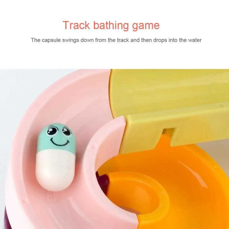 DIY Baby Bath Leksaker Vägg Sugkopp Marmor Race Run Track Badrum Badkar Kids Spela Vattenspel Toy Set för barn 210712