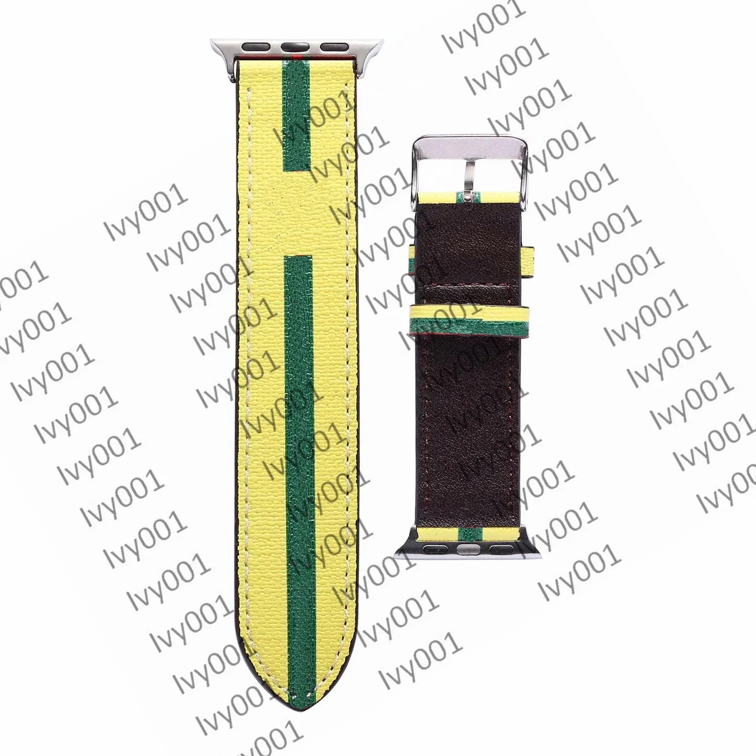 G fashion armband för Apple Watch Band 41 mm 45 mm 42 mm 38 mm 40 mm 44 mm iwatch 1 2 34 5 6 7 band Läderarmband Fashion Stripes ivy001