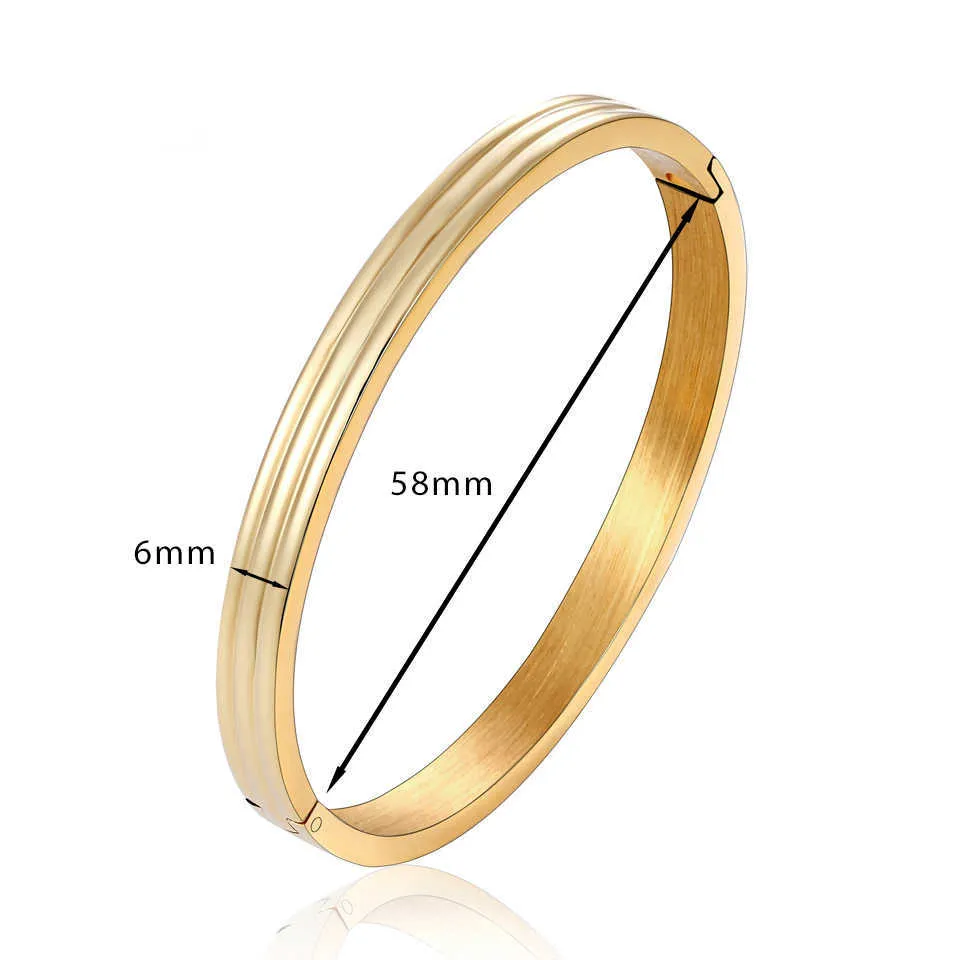 New Top Quality Mulheres Bangle Titanium Steel Cor Rosa Cor Original Três Lados Redondo Bangle Pulseira Jóias Casamento Marca Q0719