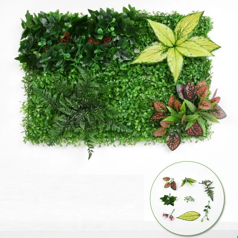 Couverture de haie de buis artificielle Monstera verte, plantes de fougère, panneau mural, clôture de feuilles, verdure suspendue, fausse plante décorative, Flow230O