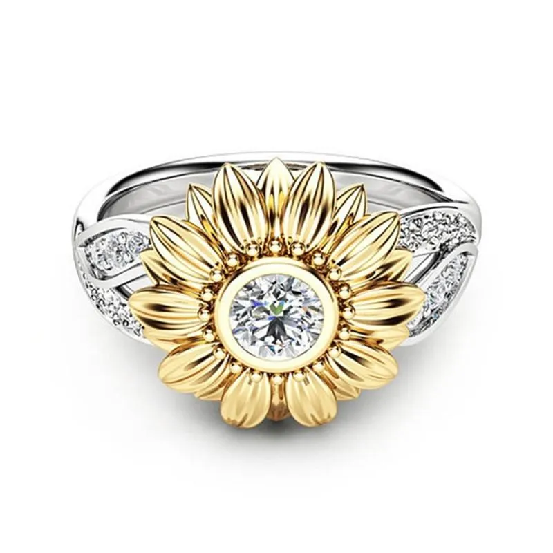 Cluster ringen mode schattige zonnebloem multolor ring bloem vrouwen bruiloft feest verjaardag sieraden cadeau329v