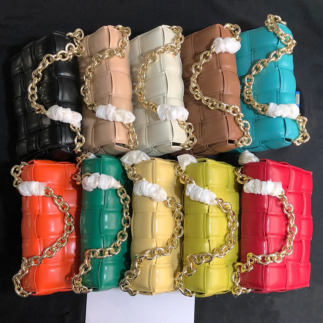 Solidny kolor w kroku torby komunikatorowe złoty metalowy łańcuch kobiet torebki na ramię damy codzienne torebki kropla totes żeńska240c
