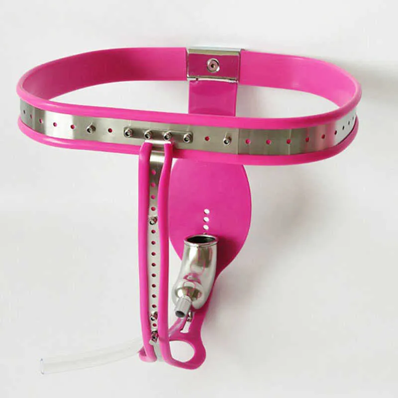 Massage Items Pink Silicone Stainless Steel Male Belt BDSM Bondage Cock Cage Cbt Restraint Device Fetish Sexy Toys For Men Penis Lock5722602