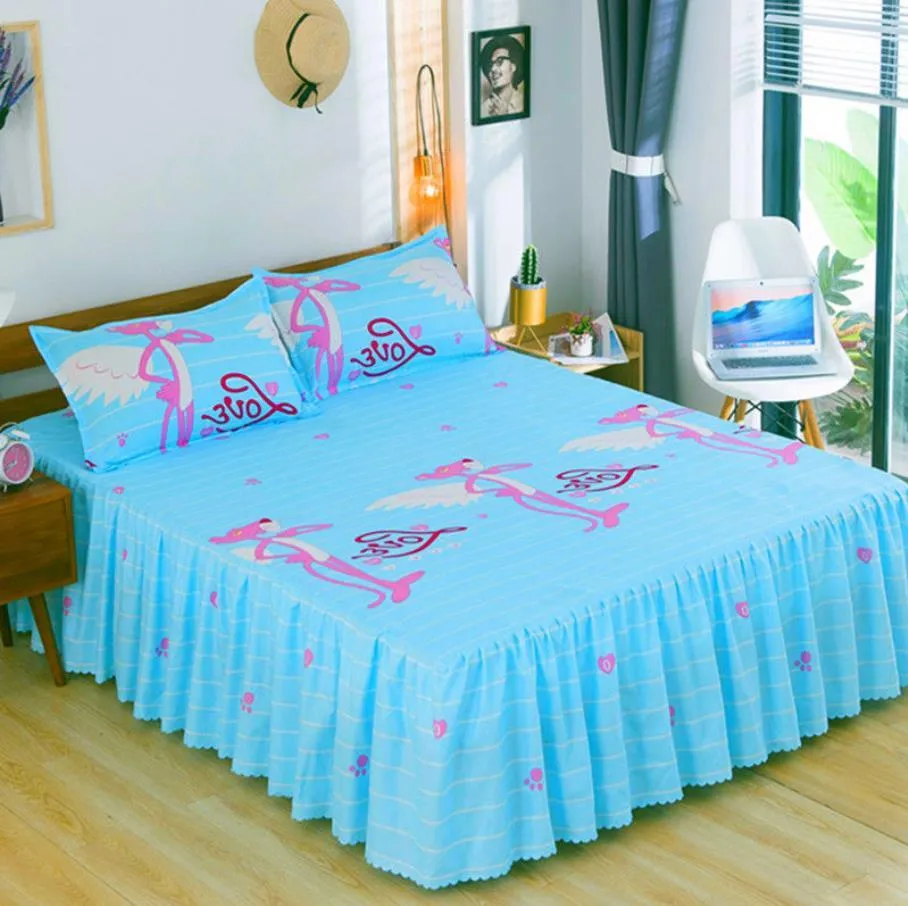 Traje de falda de cama Moda Estilo europeo americano 1 Colcha 2 Funda de almohada Ropa de cama Sábana Dormitorio Decoración Suministros F0001 2103172g