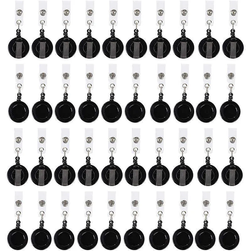 Retractable Badge Holder Reel 100-Count ID-korthållare Rulle med metallbälte Clip Key Ring för ID Namn Kort Keychain H0915