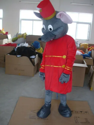 Costumes de mascotte Costume de mascotte de souris grise et rouge Costumes de fête Tenues de jeu Publicité Promotion Carnaval Halloween Noël Pâques Adultes