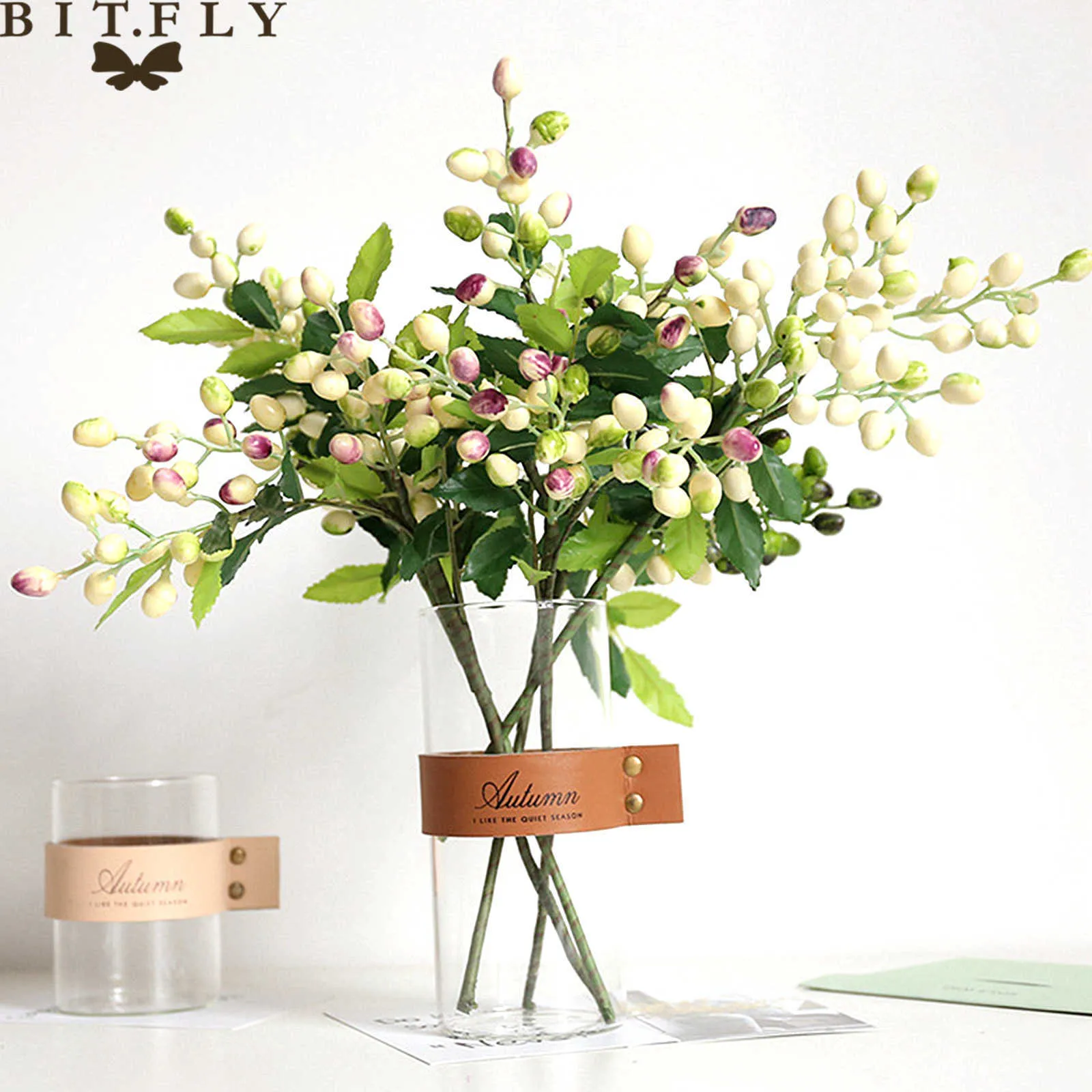 Künstliche Olive Bean Blume Äste Gefälschte Pflanzen Bouquet Für DIY Geburtstag Hochzeit Party Home Zimmer Kranz Dekoration Y0630