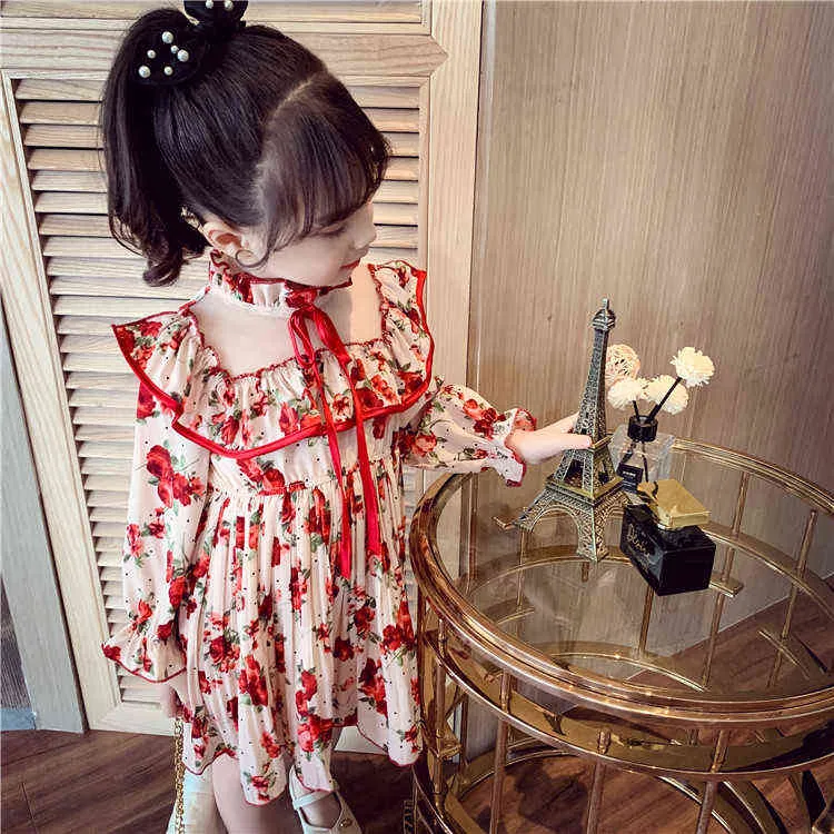 Kids Christmas Dress for Girls Summer Child Party Perform Birthday Dress Kids Princess Long Sleeve Vestidos Girls Flower Dresses G1218