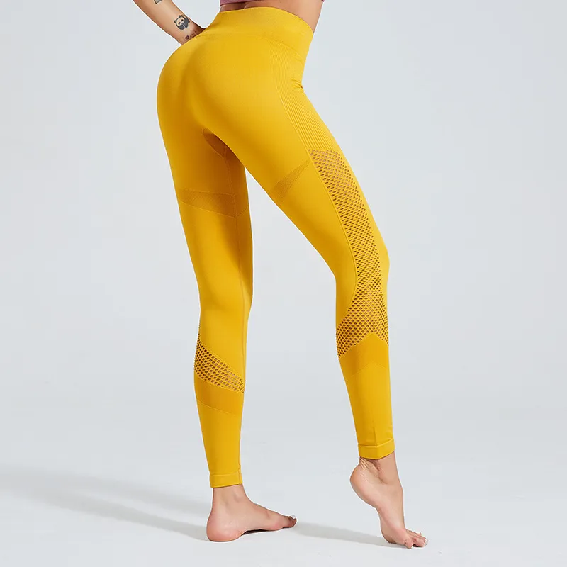 Hollow out ginásio esporte leggings mulheres sexy bunda levantamento de fitness yoga calças de secagem rápida deportiva pantalones mujer 210514
