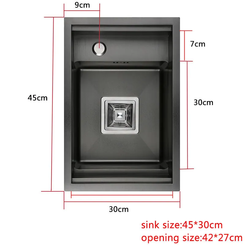 Скрытая черная кухонная раковина для штуковой штучной бары маленький размер из нержавеющей стали раковина скрытая черная кухонная раковина Bar309V
