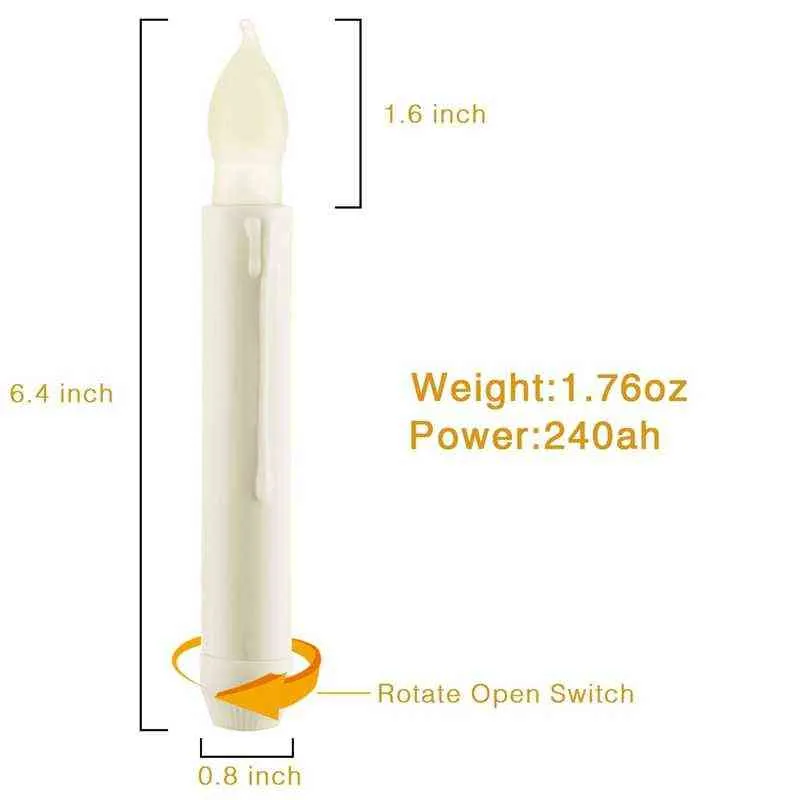 Led 12 Stück flammenlose Spitzkerzen, batteriebetriebene gefälschte Spitzkerzen, flackernde Fensterkerzenlichter H1222