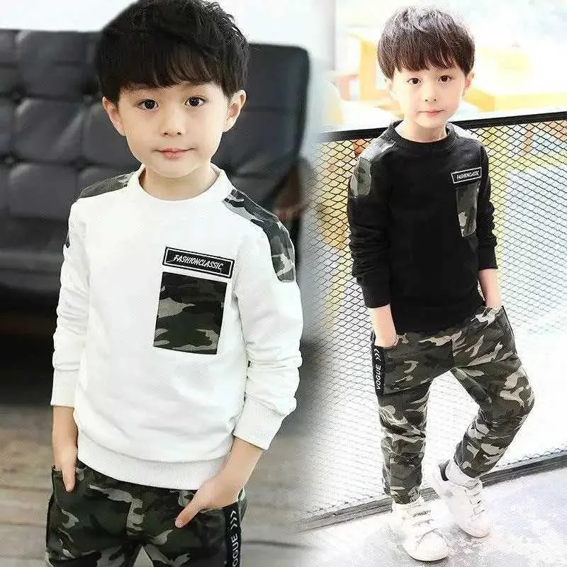 enfants sport vêtements ensembles garçons survêtement automne camouflage enfants hauts pantalons kit tenue adolescent garçons camouflage survêtement x0802