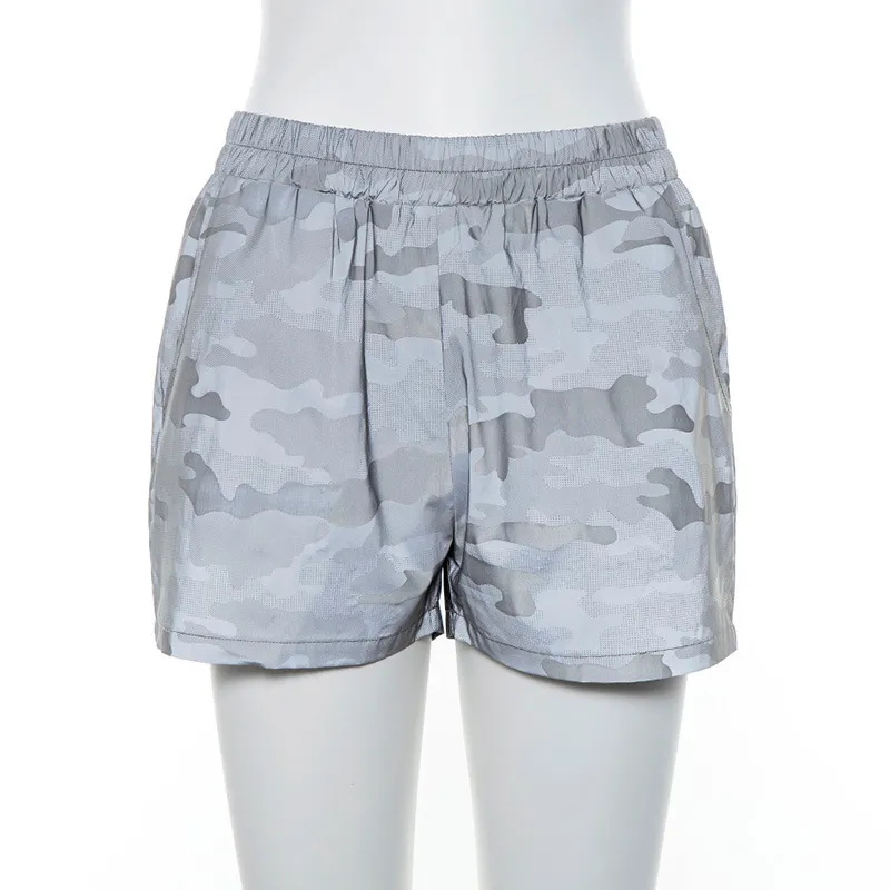 Camouflage réflexion Shorts été veilleuse pour femmes Booty Club fête danse Costume porter Streetwear 210517