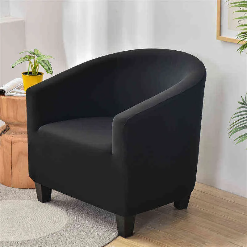 Solid Color Fauteuil Couch Cover Relax Retch Single Seater Bath Tub Club Sofa Slipcover voor Woonkamer Elastische Wasbare 211207
