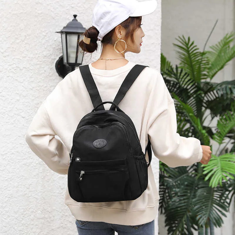 Women Waterproof Nylon Backpack Fashion Female Shoulder Bag Youth Vitality Style Multi-functional Travel School 211025
