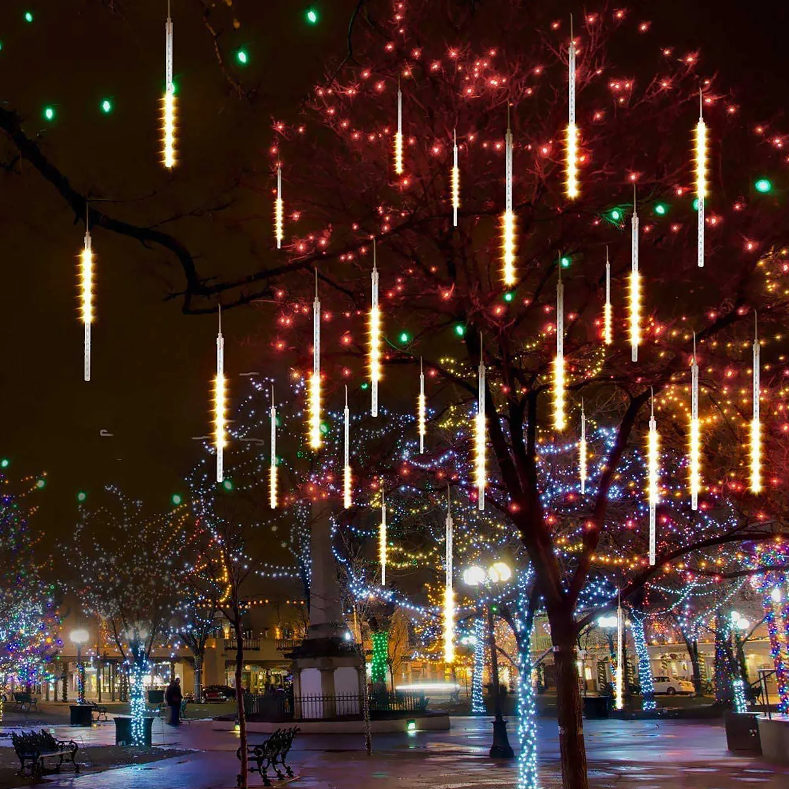 Impermeabile Meteor Shower Rain LED String Lights la festa di Natale Ghiacciolo Nevicata Decorazione natalizia Dropshipping Y0720