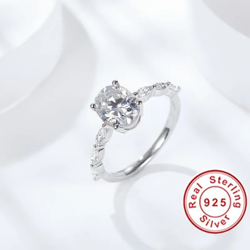 Обручальные кольца, сверкающий натуральный драгоценный камень муассанит, классическое простое кольцо типа 6 для девочек, изысканные ювелирные изделия из стерлингового серебра 925 пробы287w