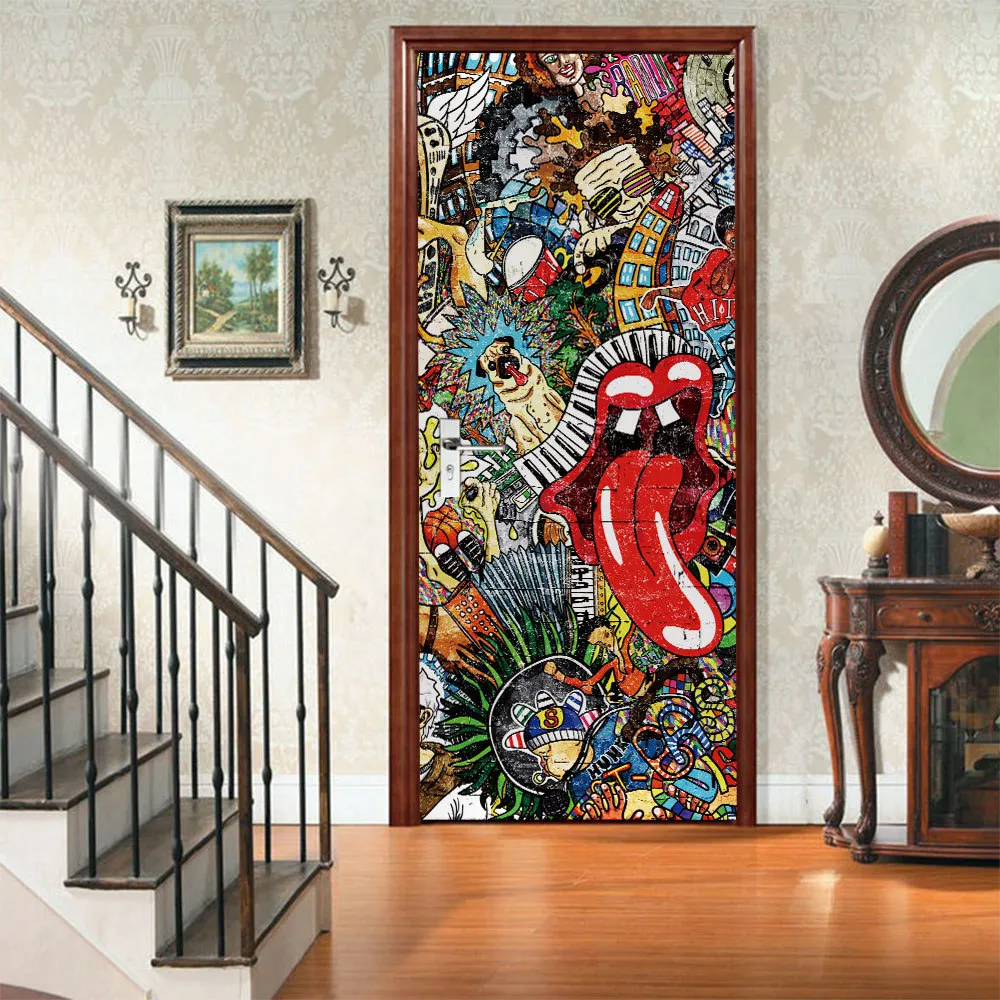 3D Stope drzwi naklejka DIY Self -hydezjna wodoodporna tapeta kreskówka Poster Mural Poster do druku sztuka zdjęcie domowe 210317