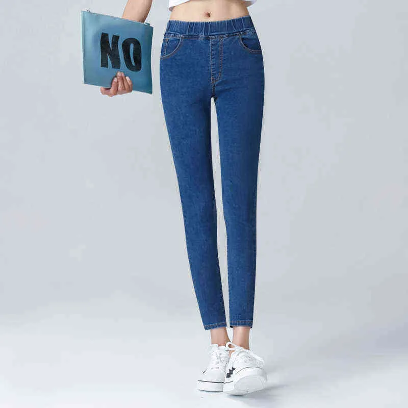 Women's Elastic high waist Skinny Jeans plus size 5XL 6XL fashion Women black blue pocket mom Jeans skinny Stretch Denim Pants 211111