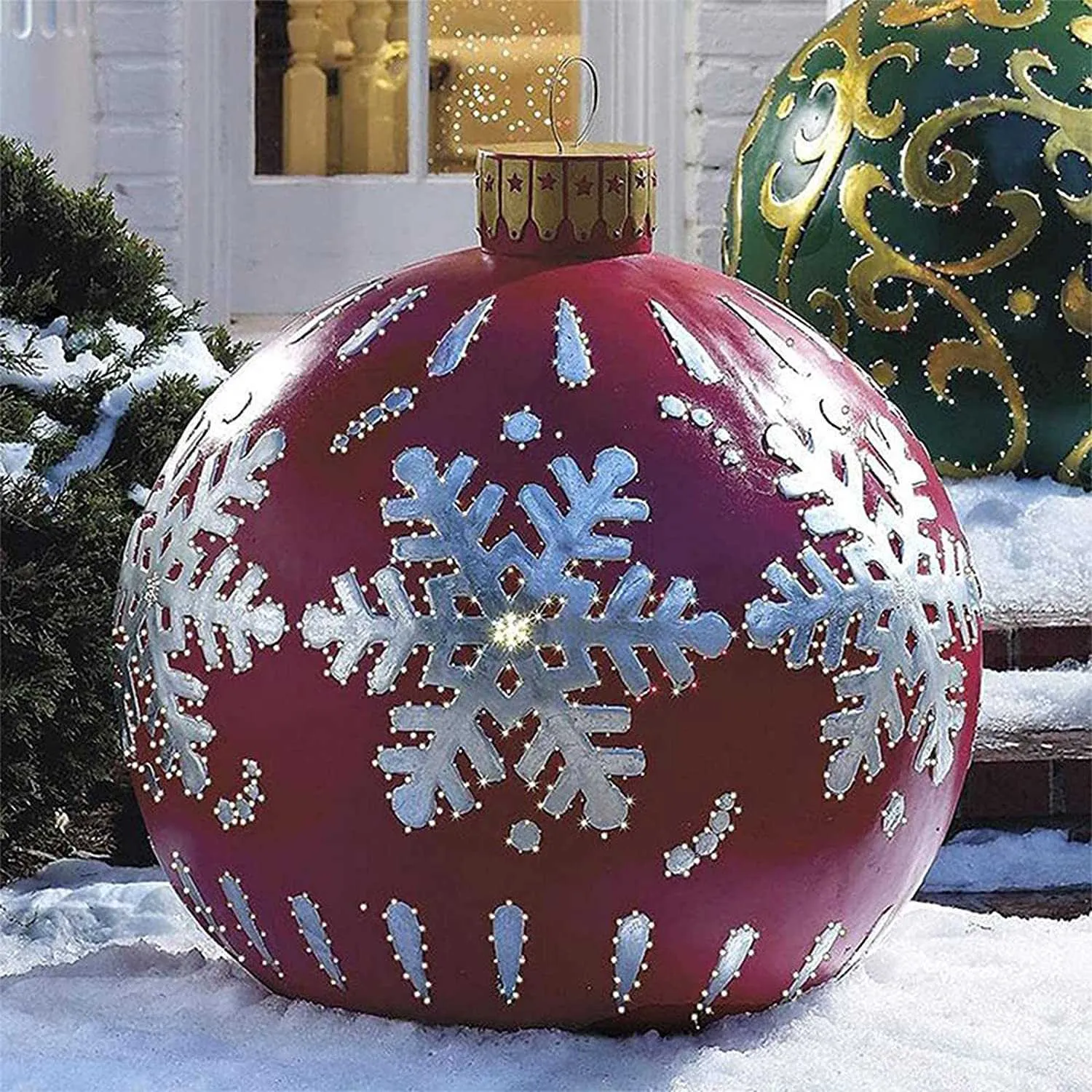 PVCで作られた屋外クリスマスインフレータブル装飾ボール23 6インチジャイアントツリーデコレーションホリデー装飾211018327U