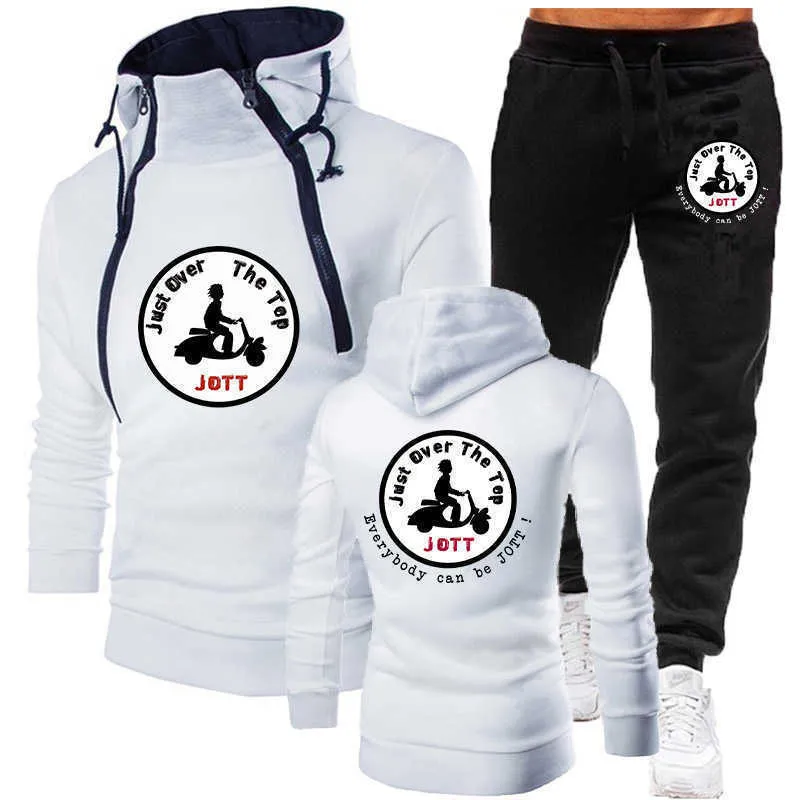 2024 Sonbahar ve Kış Moda Erkekler Trailsuit Çift zincirli kapüşonlu kazak + pantolon Jott Baskı Tasarım Giysileri
