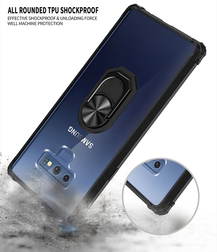 Coque militaire antichoc en acrylique, étui blindé avec anneau métallique Ultra magnétique pour Samsung Galaxy Note 8 9 10 20 S8 S9 S10 S20 S21