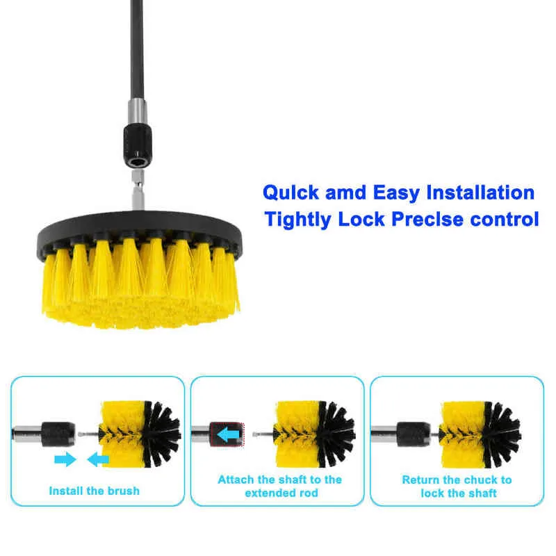 Electric Drill Brush Kit All Purpose Cleaner Auto Tires Cleaning Tools for Tile Bathroom Kitchen Round Plastic Scrubber Brushes 216576771