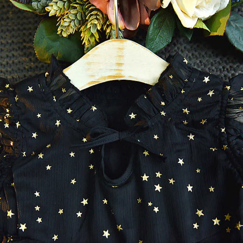 Dress Lato Star Pattern Children Księżniczka Dla Dziewczyn Wedding Evening Costume 210528