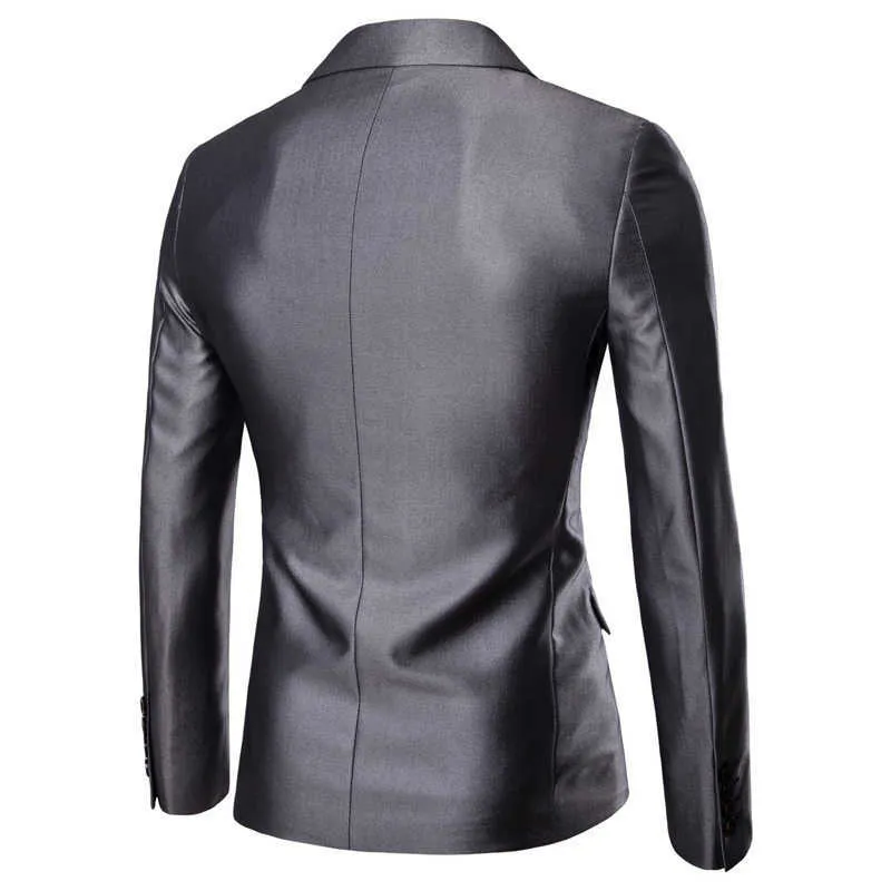 Męskie 2 sztuki 2 Przyciski Slim Fit Grey Suit Jacket + Spodnie Inteligentne Wedding Formal Garnitaty z spodniami Mężczyźni Business Suit Costume Homme X0909