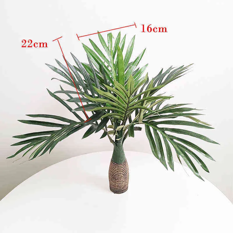 40cm 8頭の熱帯ヤシの木の人工植物偽の鉢植えの木の枝絹の葉の小さなデスクトップの風景のための家のオフィスの装飾211104