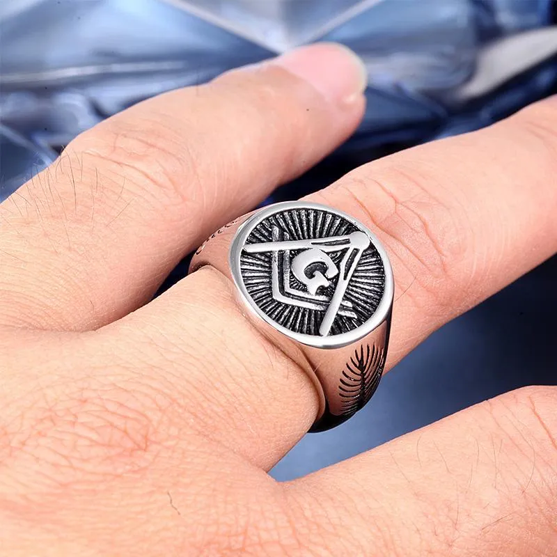 Vintage Mens Templar Masonic Rings 316L Stainless Steel mason AG Signet Ring Punk Male Fashion Jewelry Party Gift Cluster222i