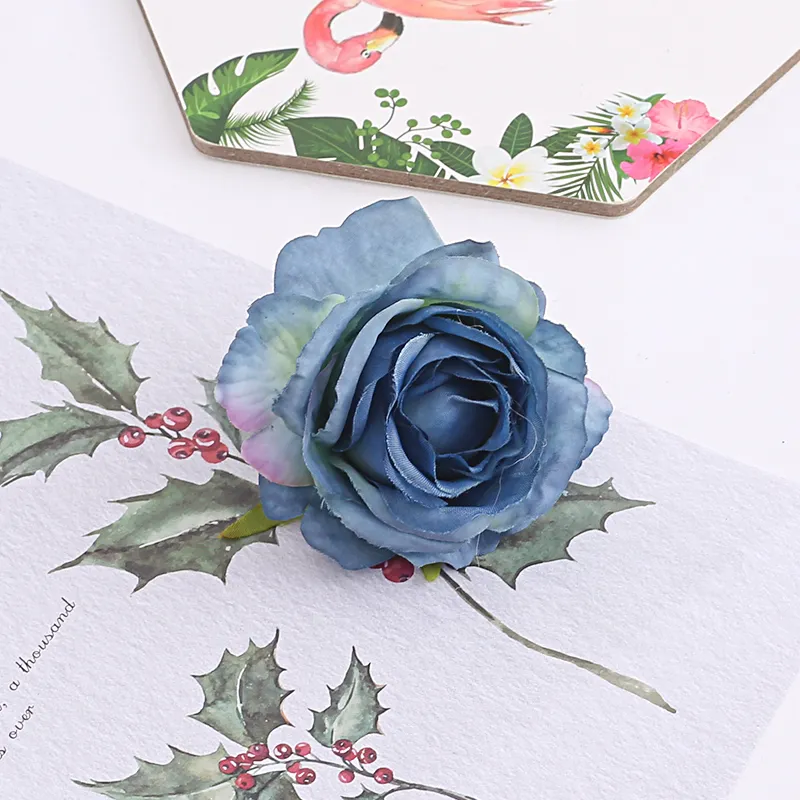 50 100 pezzi 6 5 cm teste di fiori artificiali Sike Princess Rose la decorazione domestica di nozze scrapbook fai da te forniture artigianali fiori finti 2207V