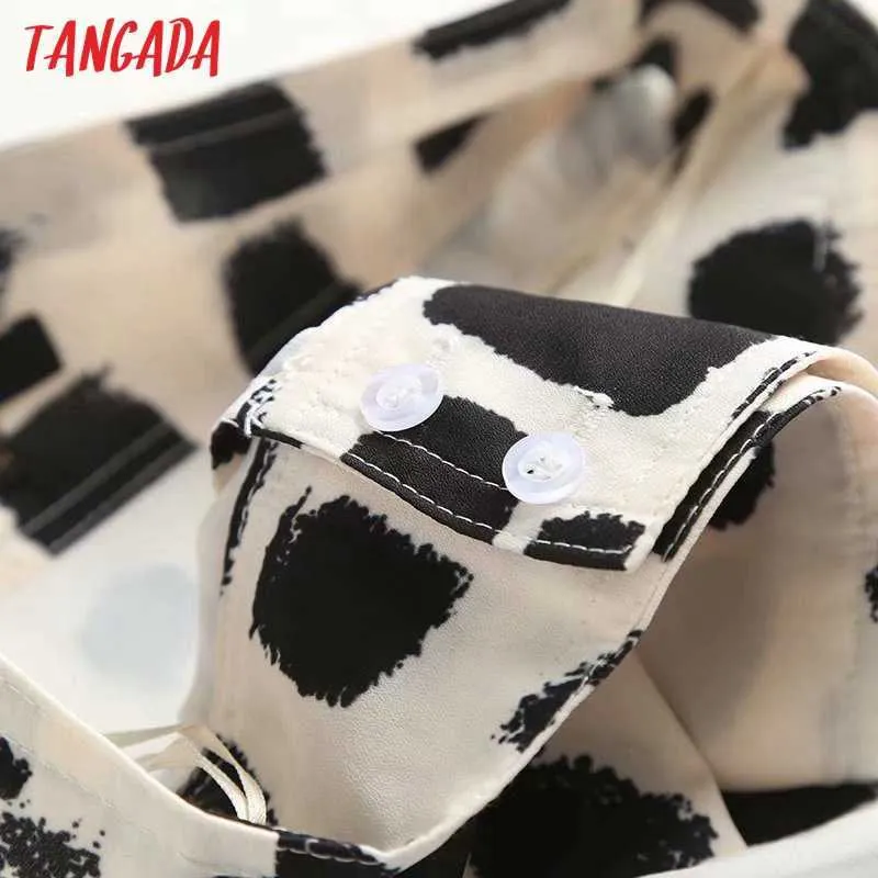 Tangada automne femmes imprimer élégant midi jupe côté ceinture bureau dames chic mi-mollet jupes de haute qualité 4C4 210629
