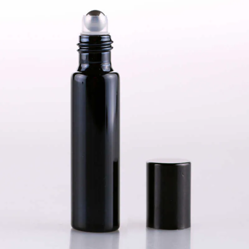 200 pièces épais 5ml givré noir rouleau vide sur bouteille en verre pour huile essentielle parfum bouteille rouleau boule nouveau Botella