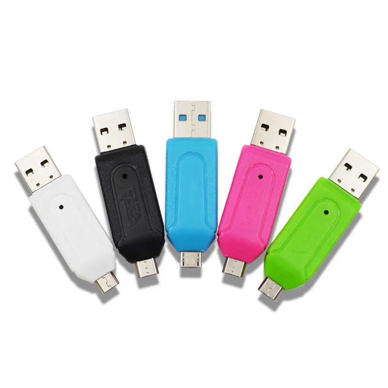 2 in 1 OTG 마이크로 SD 카드 리더 USB 카드 리더 USB 마이크로 SD TF 어댑터 플래시 드라이브 스마트 메모리 카드 리더 카드 리더 1040868