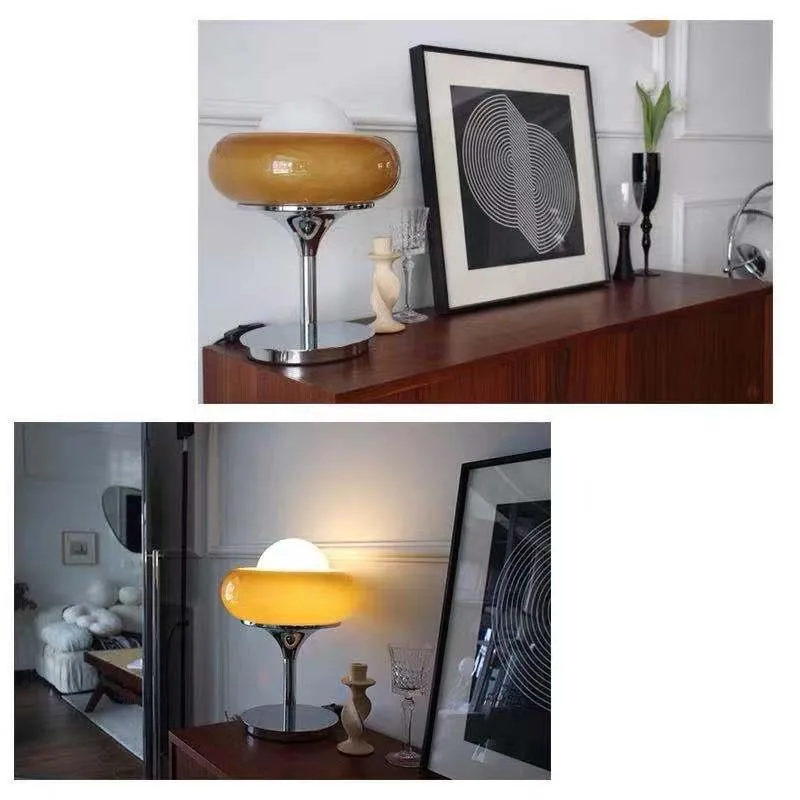 Настольные лампы Nordic Egg Tart Лампа в японском стиле Коричневый Ретро Кремово-белый абажур с железной нижней частью Спальня Прикроватное украшение283S