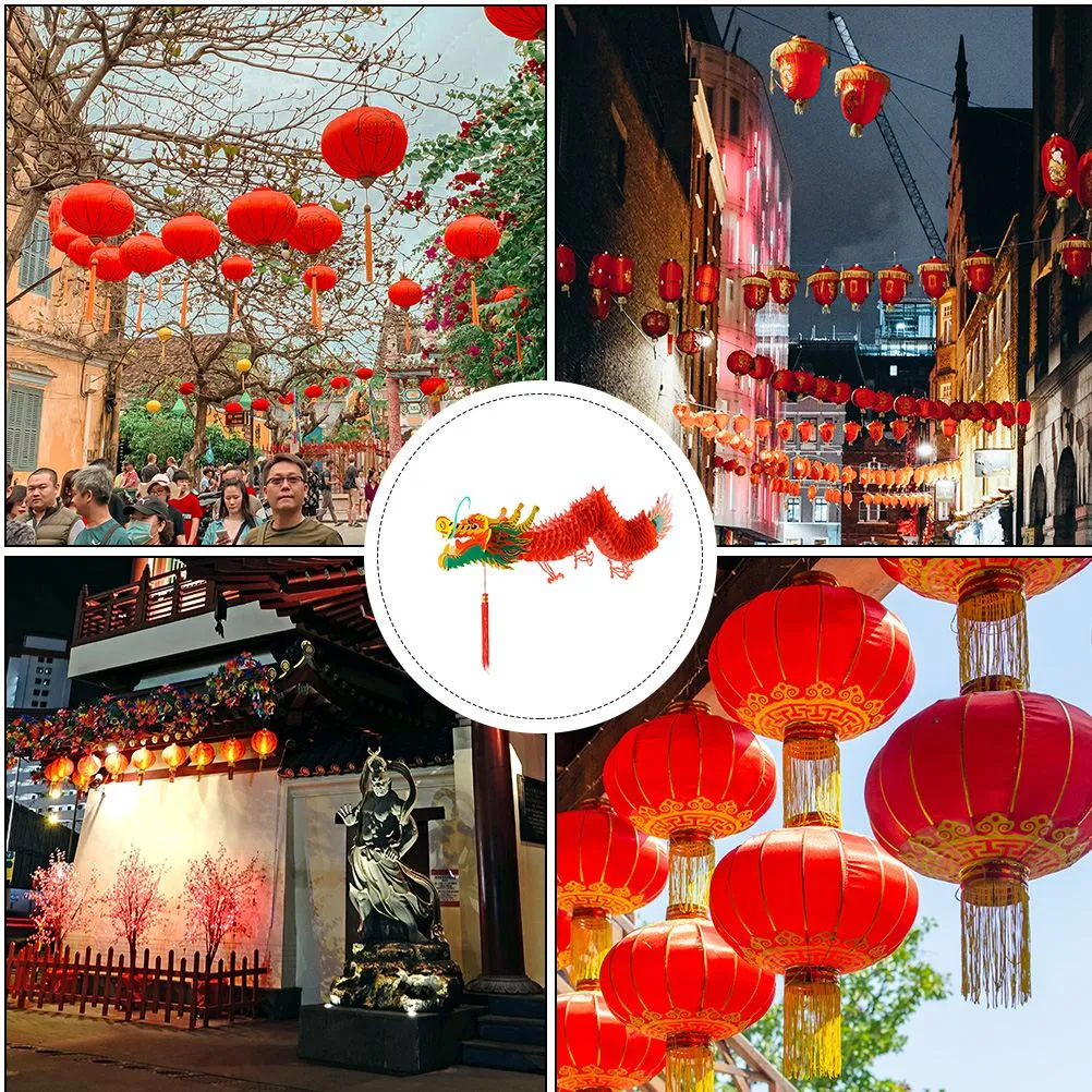 Ano Novo Chinês Primavera Festival Dragão Lanterna Plástico Pendurado Lanterna Ornamento para Decoração