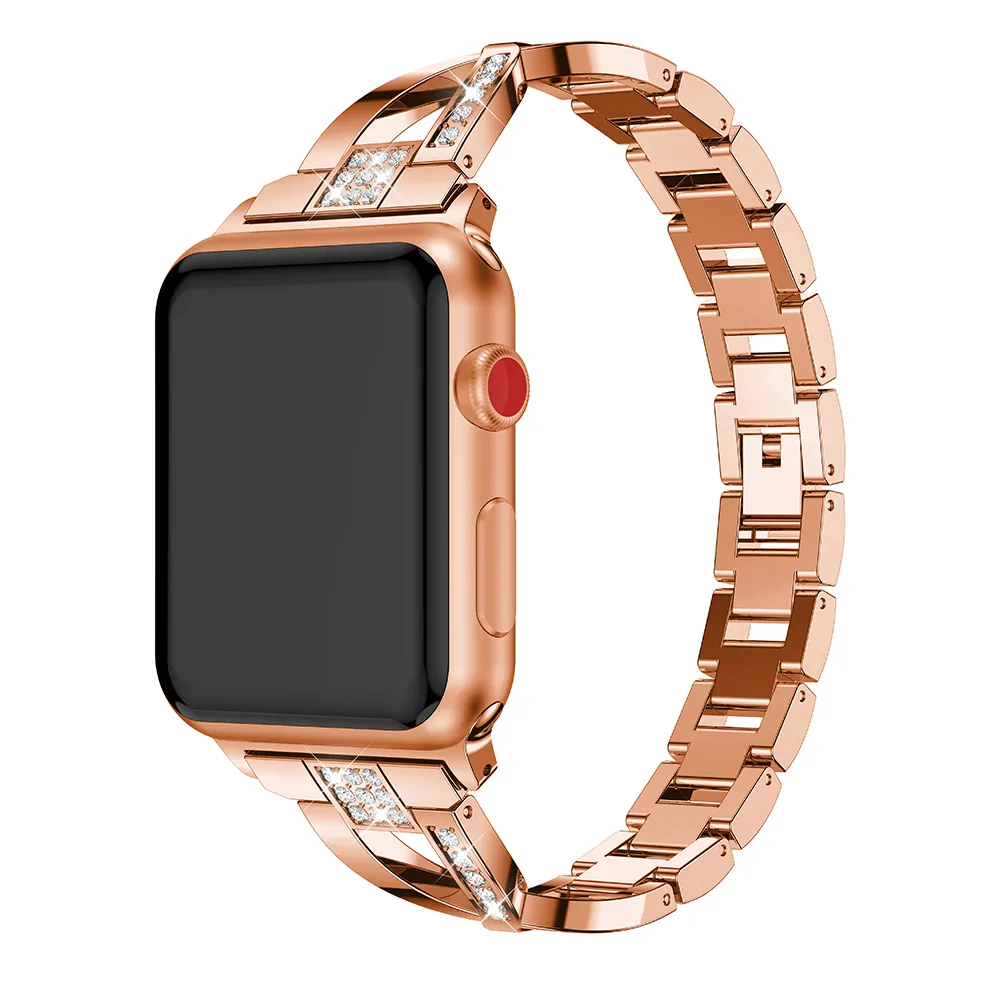 Bracelet en diamant tendance pour filles/femmes pour Apple Watch Band Series Ultra 8/7/6/5 en acier à motif X pour iWatch 49 mm 45 mm 41 mm 40 mm 44 mm 38/42 mm