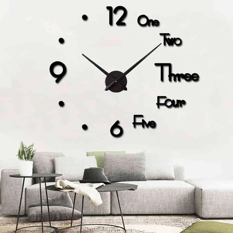 Neue 3D DIY Große Wanduhr Moderne Design Wand Aufkleber Uhr Stille Wohnkultur Wohnzimmer Acryl Spiegel Nordic Wanduhr h1230